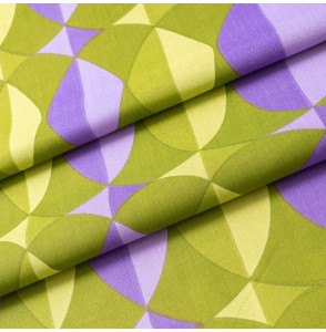 TISSU-VINTAGE-AUTHENTIQUE--GÉOMÉTRIQUE-VERT-ET-MAUVE