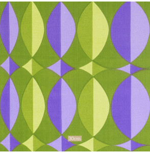 TISSU-VINTAGE-AUTHENTIQUE--GÉOMÉTRIQUE-VERT-ET-MAUVE