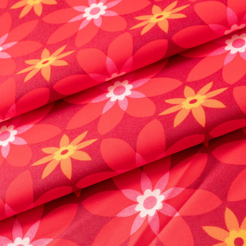 TISSU-VINTAGE-AUTHENTIQUE--FLEURS-ROUGES-ET-ORANGES