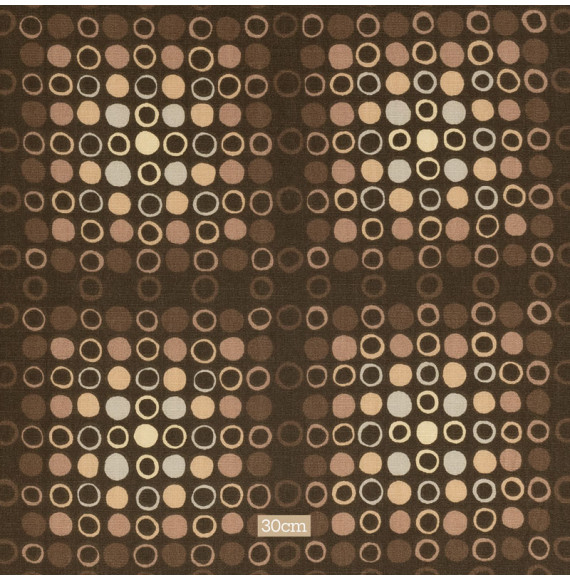 TISSU-VINTAGE-AUTHENTIQUE--CERCLES-BEIGES