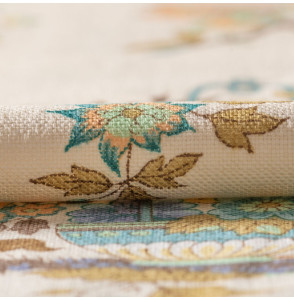 TISSU-VINTAGE-AUTHENTIQUE--FLEURS-BLEUES