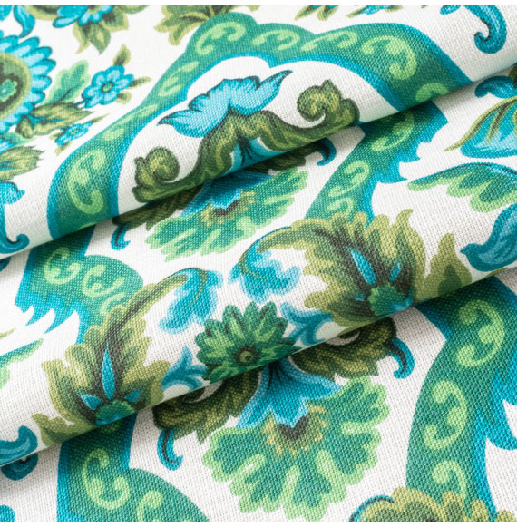 TISSU-VINTAGE-AUTHENTIQUE--ARABESQUE-BLEU