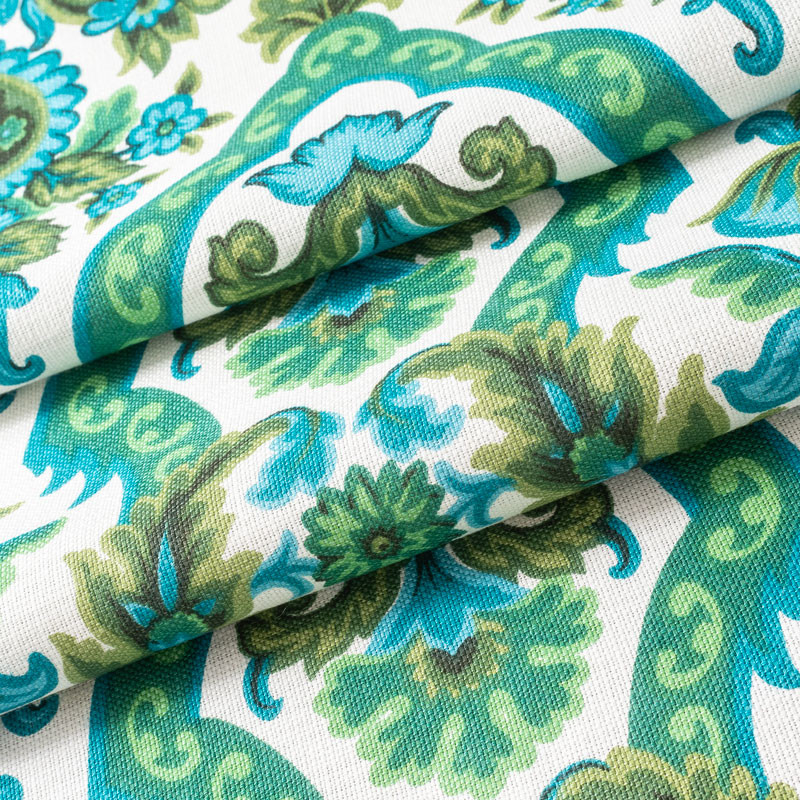 TISSU-VINTAGE-AUTHENTIQUE--ARABESQUE-BLEU