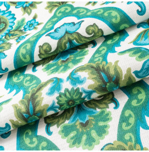 TISSU-VINTAGE-AUTHENTIQUE--ARABESQUE-BLEU