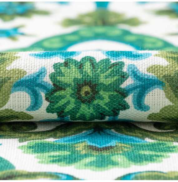 TISSU-VINTAGE-AUTHENTIQUE--ARABESQUE-BLEU