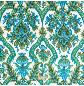 TISSU-VINTAGE-AUTHENTIQUE--ARABESQUE-BLEU