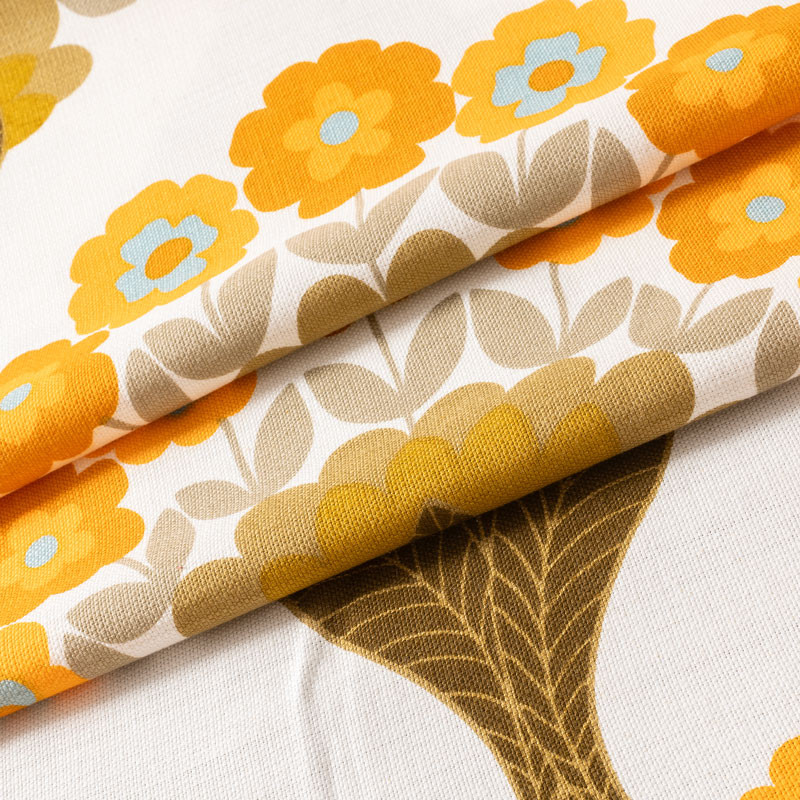 TISSU-VINTAGE-AUTHENTIQUE--FLEURS-ORANGES