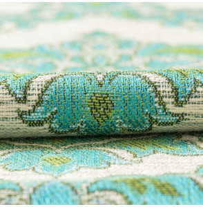 TISSU-VINTAGE-AUTHENTIQUE--ARABESQUE-TURQUOISE