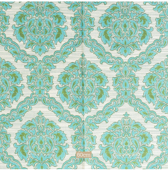 TISSU-VINTAGE-AUTHENTIQUE--ARABESQUE-TURQUOISE