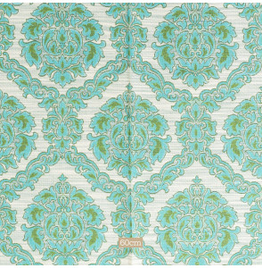 TISSU-VINTAGE-AUTHENTIQUE--ARABESQUE-TURQUOISE