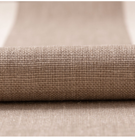 Tissu lin naturel ligné taupe