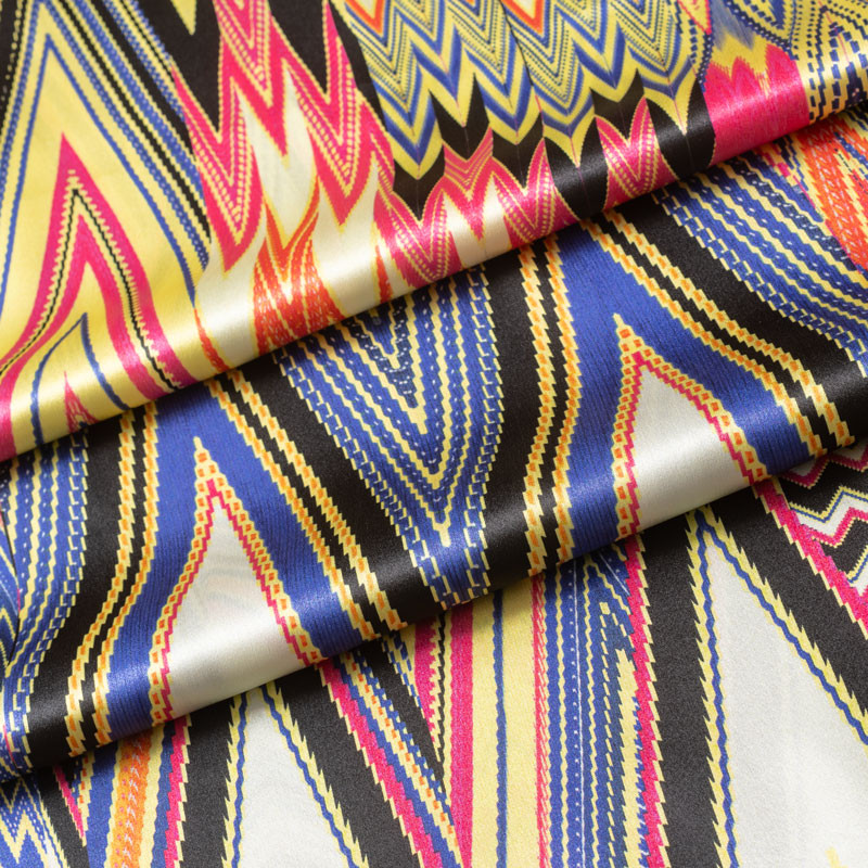 Tissu-satin-de-soie-géométrique-jaune-et-bleu