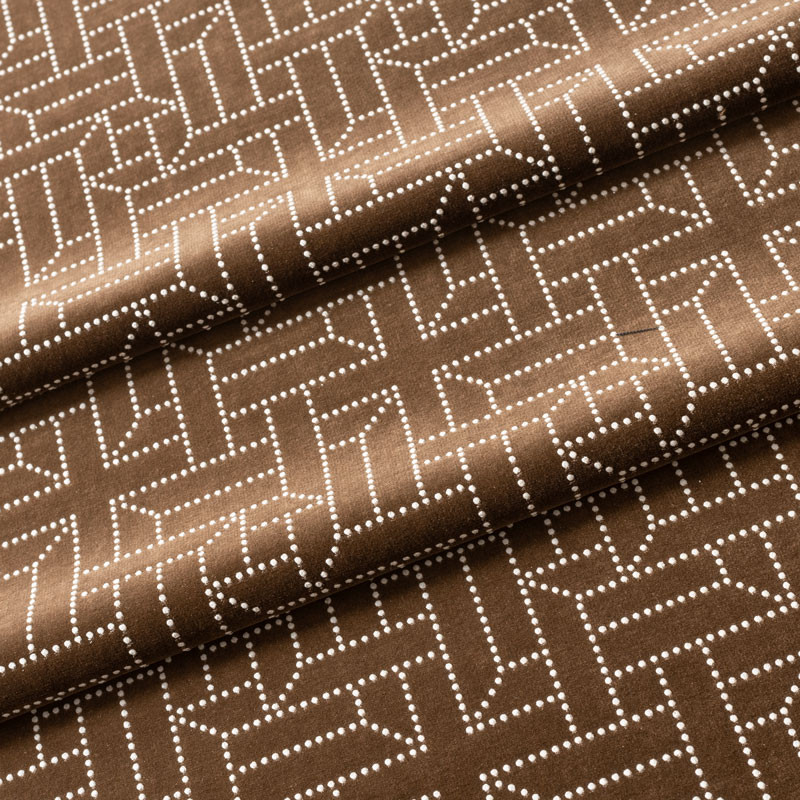 Tissu-velours-imprimé-brun