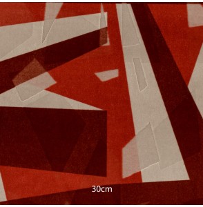 Tissu velour géométrique rouge beige