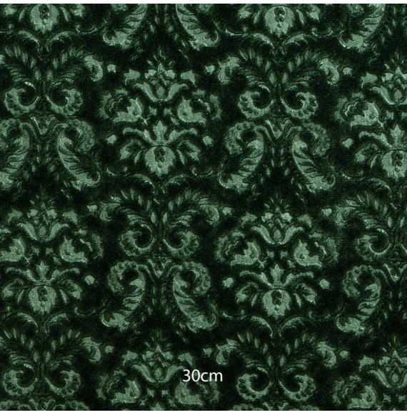 Tissu velour soie coton embossé baroque vert sapin