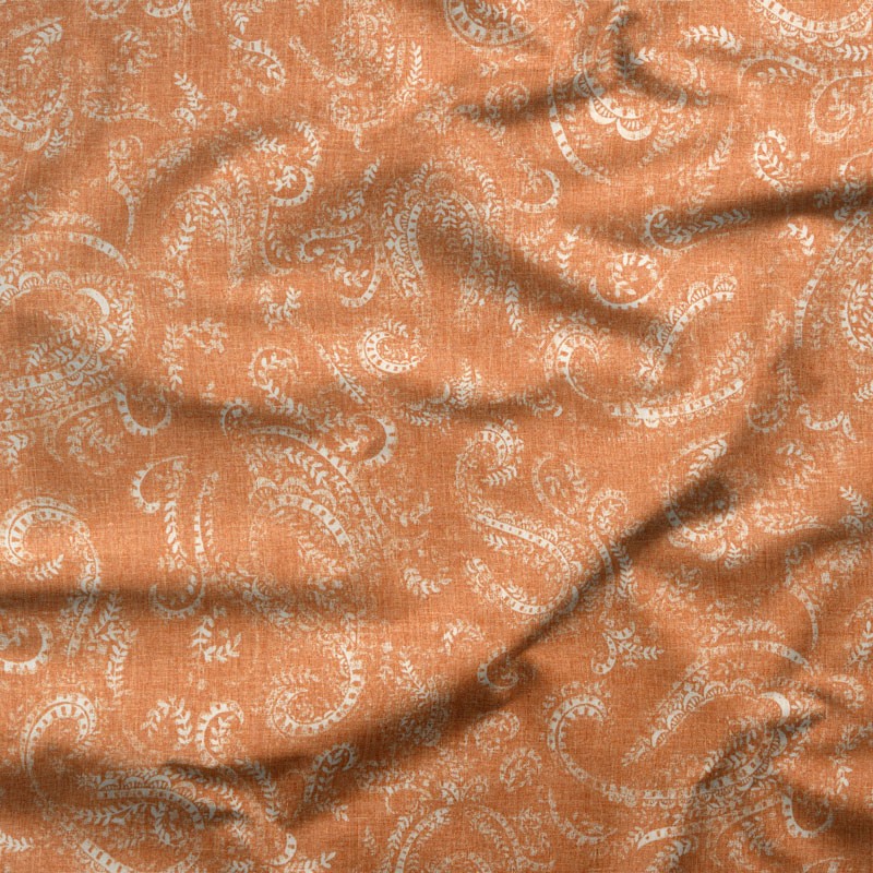 Tissu-lin-coton-motif-cachemire-brique