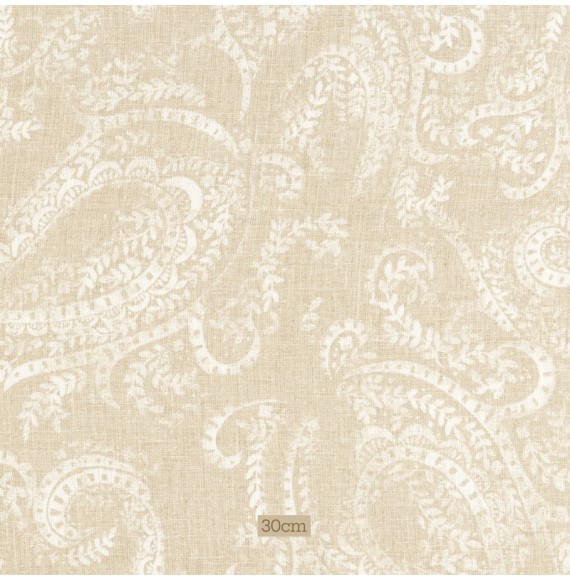 Tissu lin coton motif cachemire beige