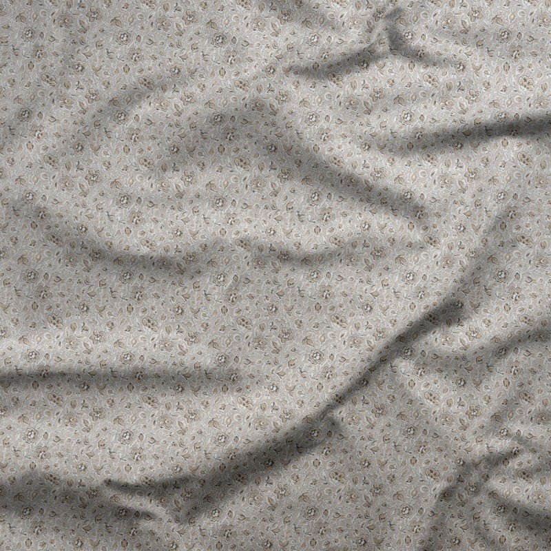 Tissu-coton-fleuri-gris