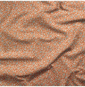 Tissu-coton-fleuri-orange