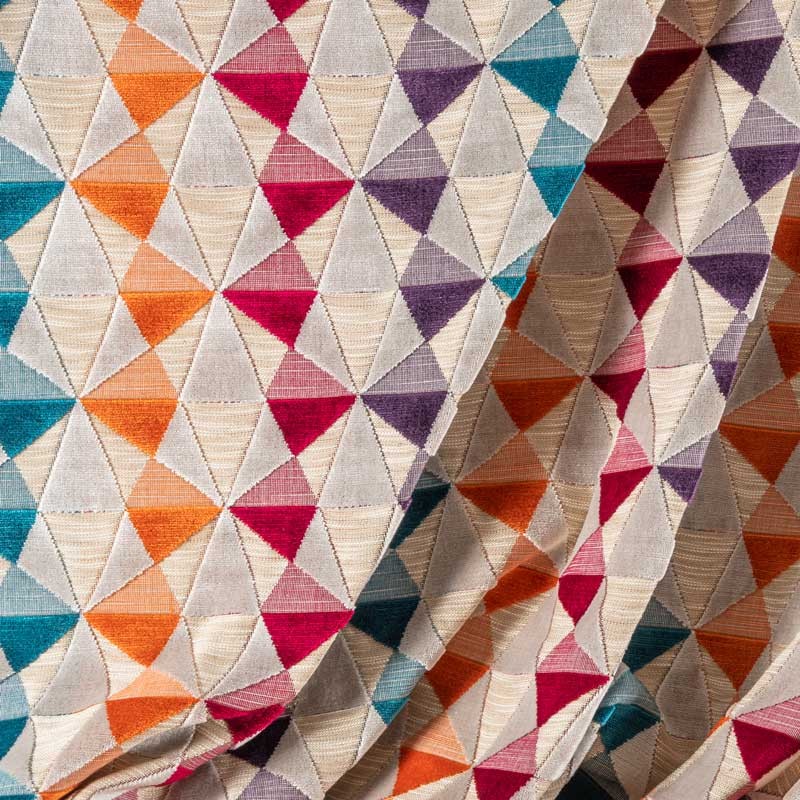 Tissu-velours-triangles-multicolore