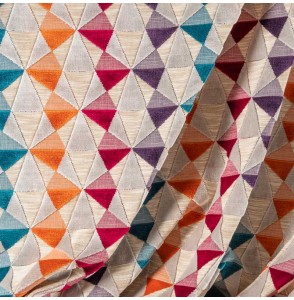 Tissu-velours-triangles-multicolore