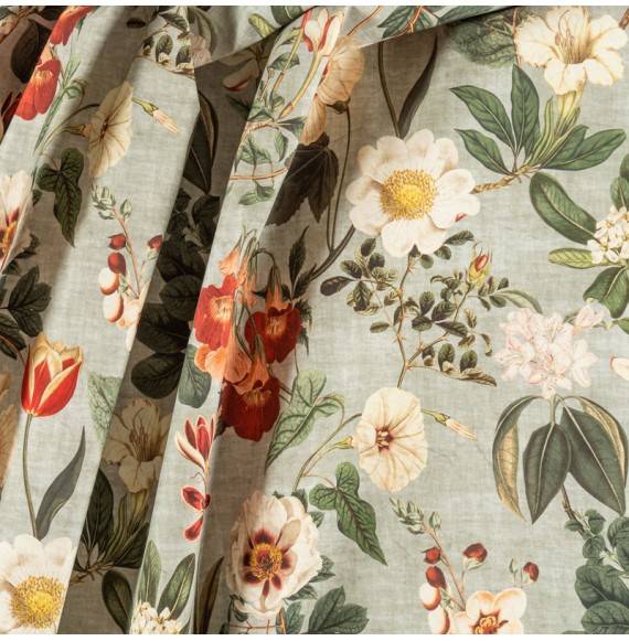 Tissu-280cm-coton-motif-floral-fond-vert-de-gris
