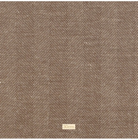 Tissu lin coton naturel à chevron brun