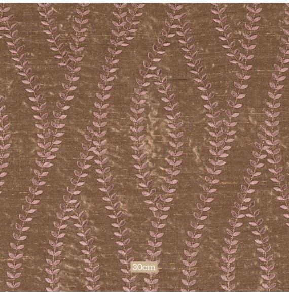Tissu soie sauvage bronze brodée