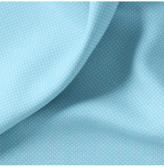Tissu-coton-turquoise-Pois-blancs