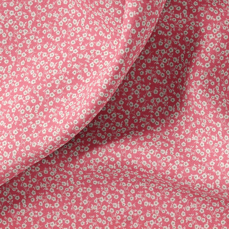 Tissu-coton-rose-fleuri