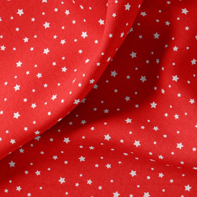 Tissu-coton-rouge-Étoiles