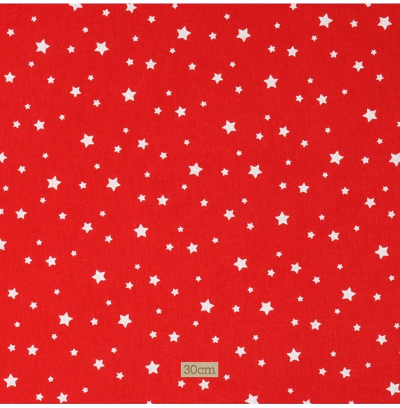 Tissu coton rouge Étoiles