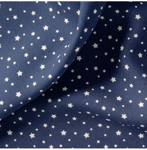 Tissu-coton-bleu-marine-Étoiles