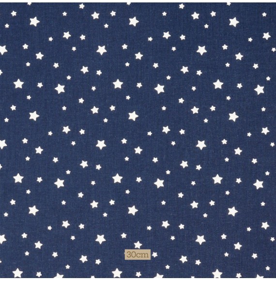 Tissu coton bleu marine Étoiles