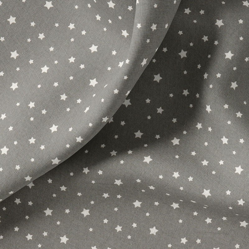 Tissu-coton-gris-Étoiles