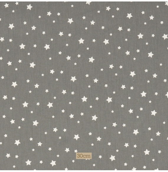 Tissu coton gris Étoiles