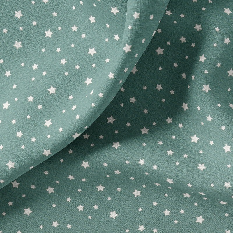 Tissu-coton-vert-Étoiles