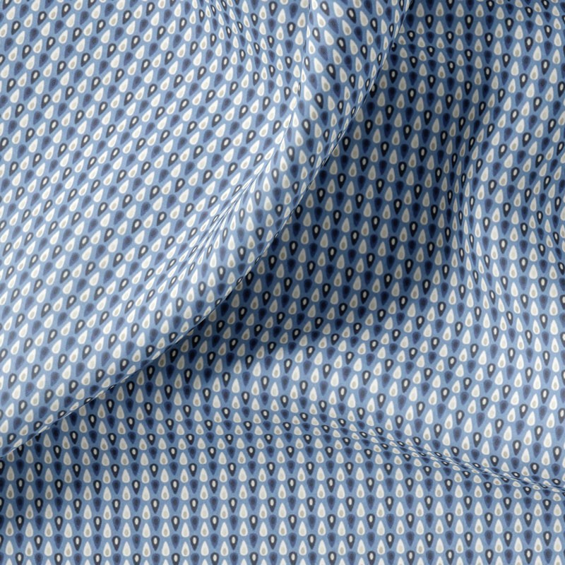 Tissu-coton-bleu-foncé-Goutelettes