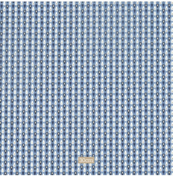 Tissu coton bleu foncé Goutelettes