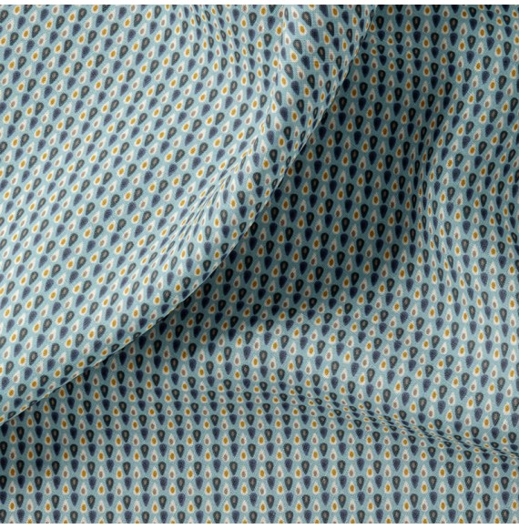 Tissu-coton-bleu-Goutelettes