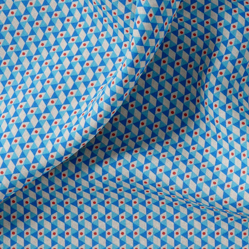 Tissu-coton-turquoise-Géométrique