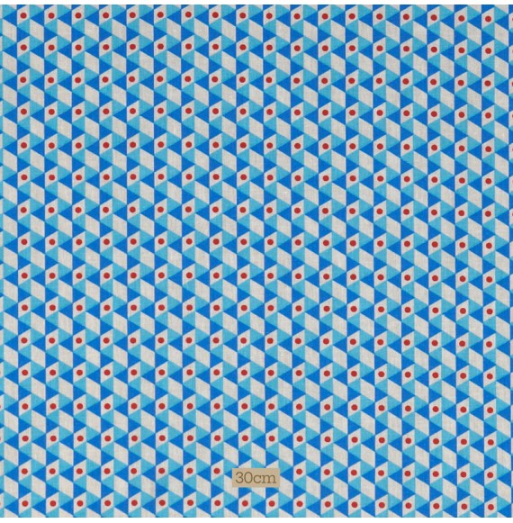 Tissu coton turquoise Géométrique