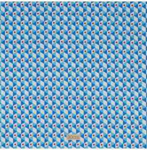 Tissu coton turquoise Géométrique