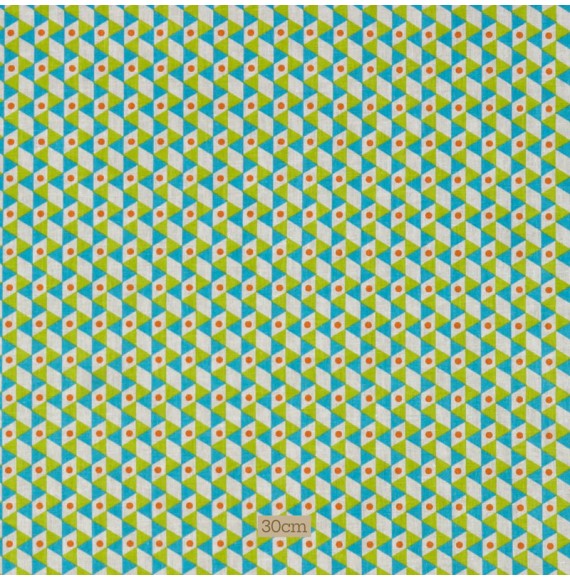 Tissu coton vert Géométrique