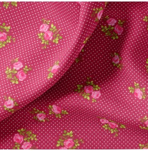 Tissu-coton-rose-foncé-fleuri