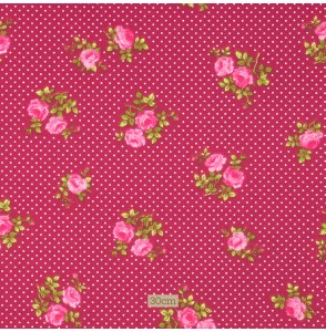 Tissu coton rose foncé fleuri