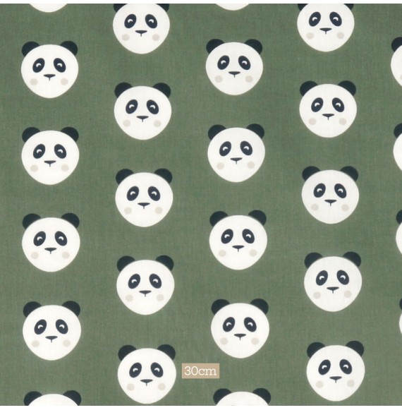 Tissu coton kaki Panda