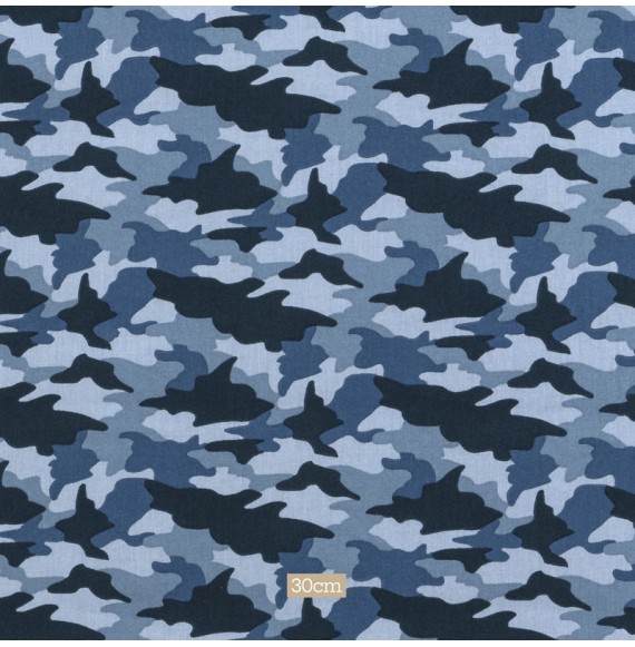 Tissu coton camouflage bleu