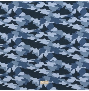 Tissu coton camouflage bleu