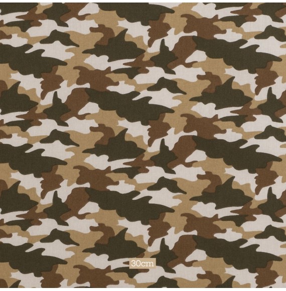 Tissu coton camouflage beige